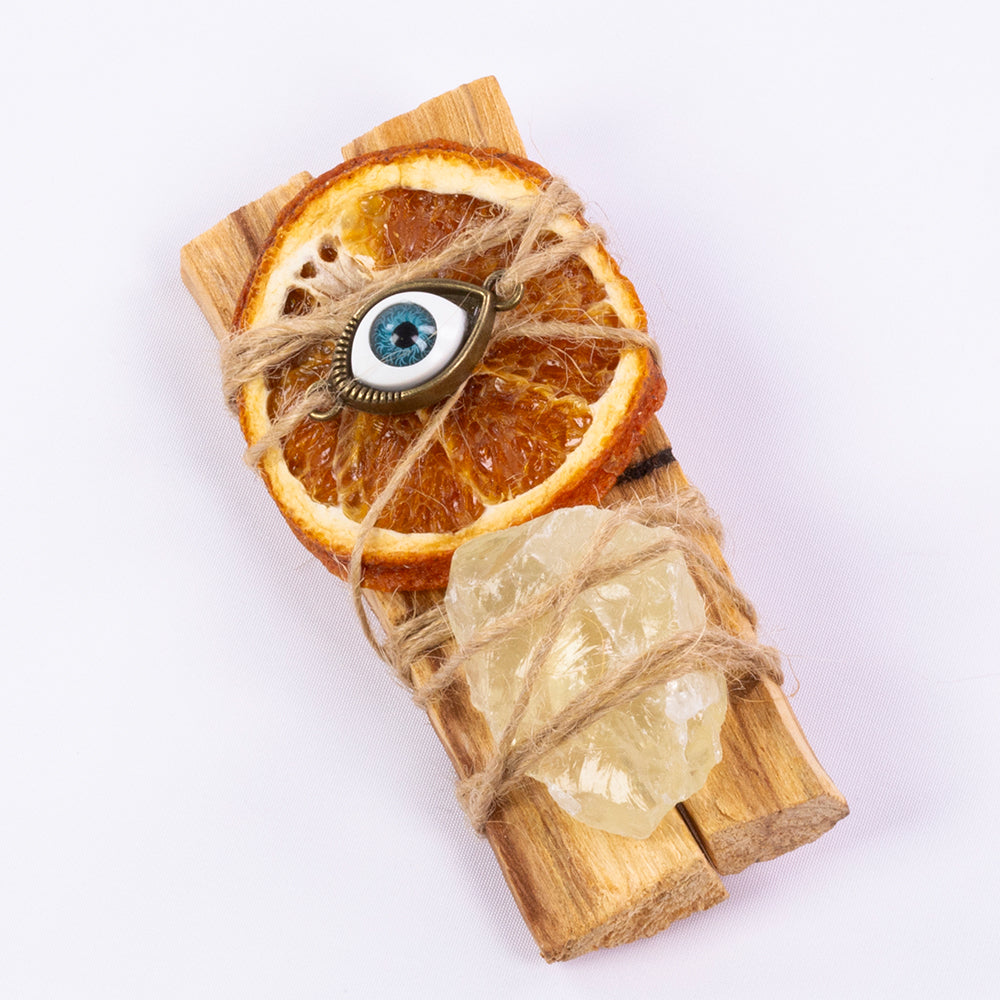 Pachet de tămâie Palo Santo cu cristale vindecătoare - 3 bucăți