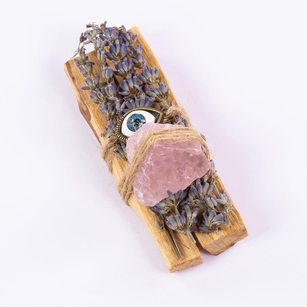 Pachet de tămâie Palo Santo cu cristale vindecătoare - 3 bucăți
