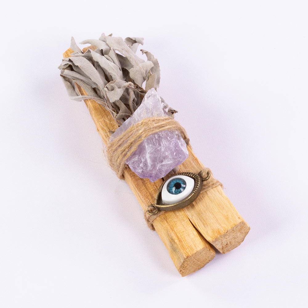 Pachet de tămâie Palo Santo cu cristale vindecătoare - 3 bucăți