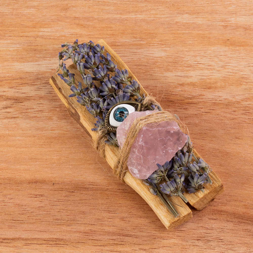 Pachet de tămâie Palo Santo cu cristale vindecătoare - 3 bucăți