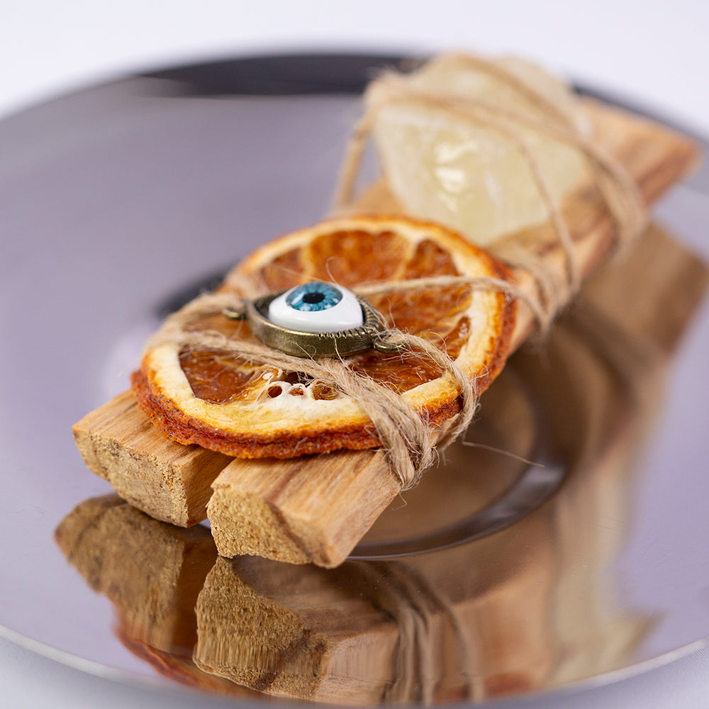 Pachet de tămâie Palo Santo cu cristale vindecătoare - 3 bucăți