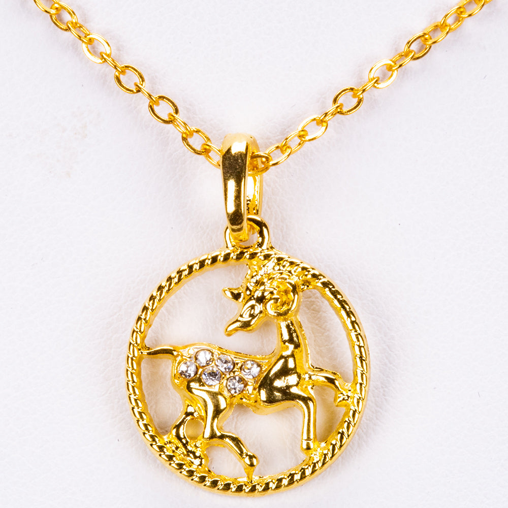 Pandantiv Zodiac în nuanță aurie cu Cristal Emporia® Cadou și Colier