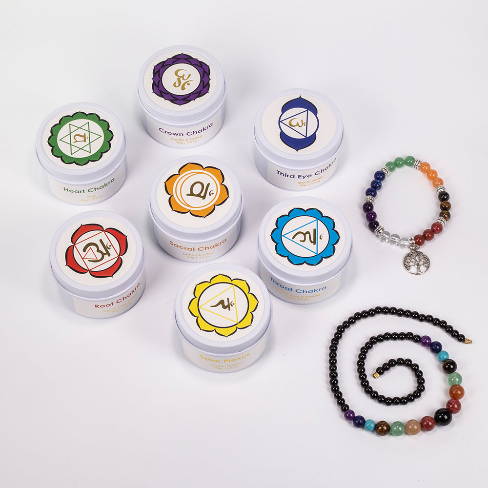 Set de 7 lumânări chakra Emporia + brățară și colier CADOU