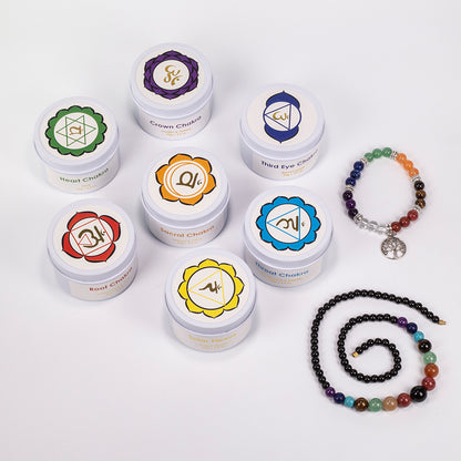 Set de 7 lumânări chakra Emporia + brățară și colier CADOU