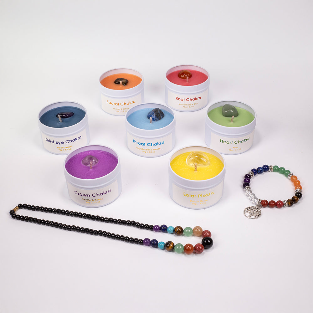 Set de 7 lumânări chakra Emporia + brățară și colier CADOU