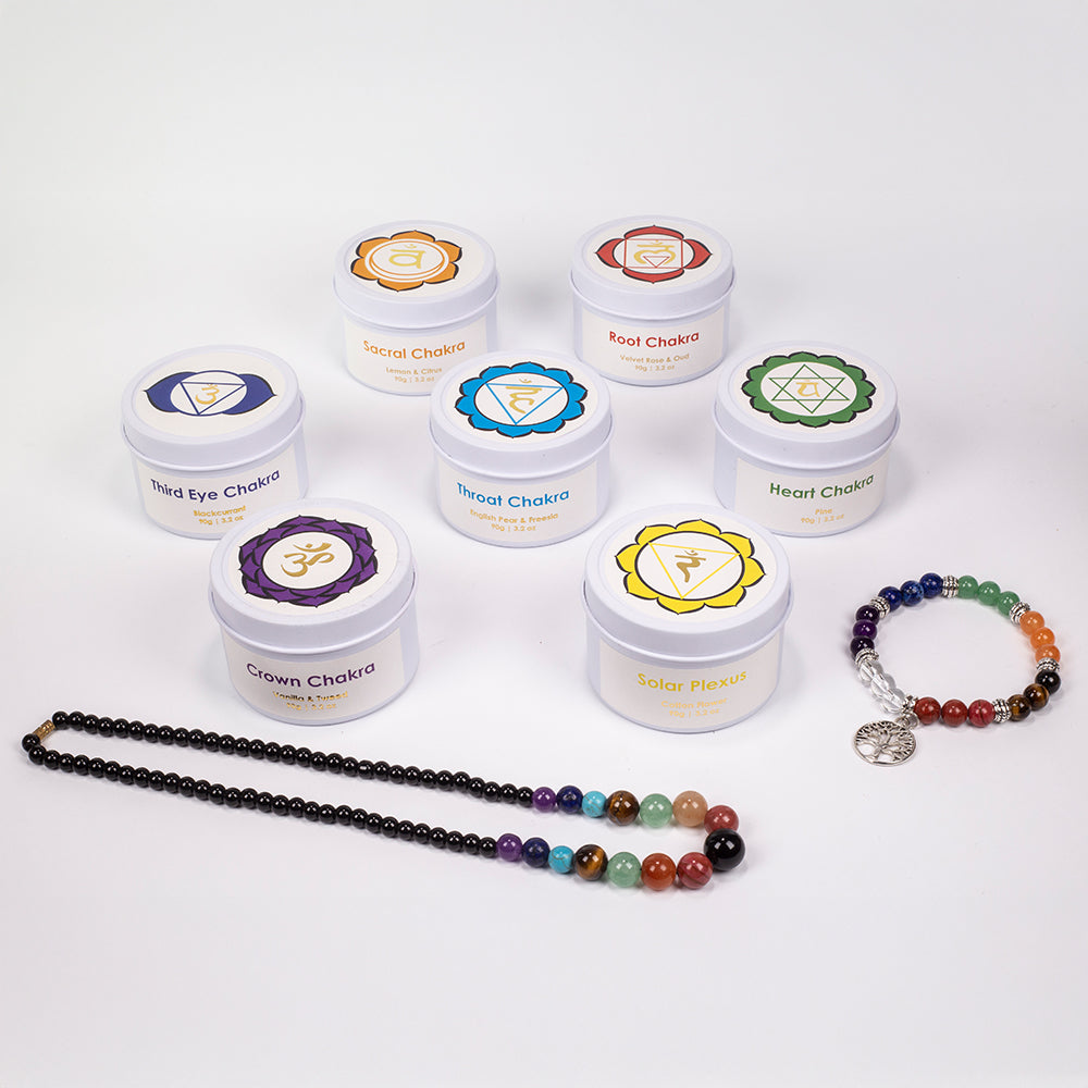 Set de 7 lumânări chakra Emporia + brățară și colier CADOU