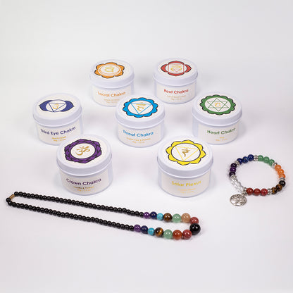 Set de 7 lumânări chakra Emporia + brățară și colier CADOU