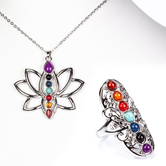 Set de bijuterii Lotus Harmony cu șapte pietre chakre