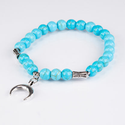 Set Colier cu Pandantiv fluture turcoaz și Brățară cu charm lună